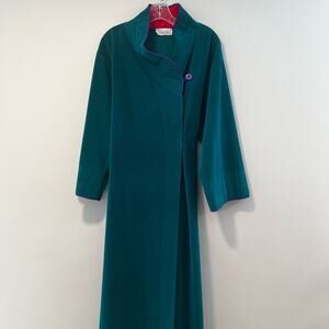 Vintage Vanity Fair Long House Robe Teal Velour Medium
